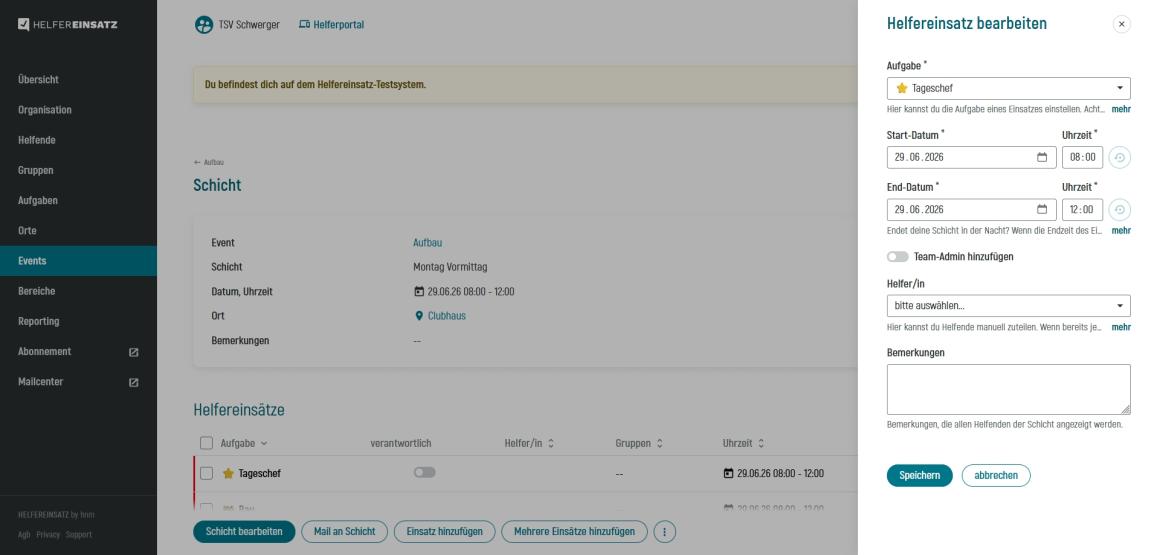 Neue Bearbeitungsmodals